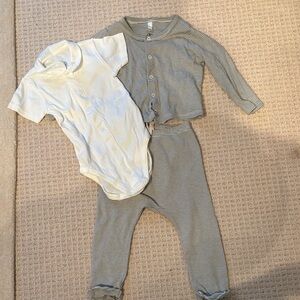 Petit Bateau Green and White Kids Matching Set